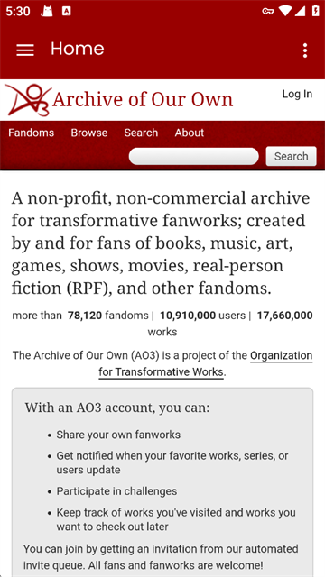 ao3阅读器网站作品界面